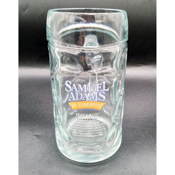 Samuel Adams Octoberfest Glass Beer Stein Mug with Handle 1L Vintage Barware 6.5 - Picture 3 of 16